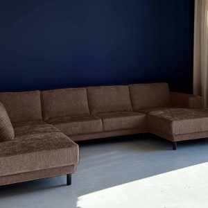 U bank XL links Boucle Chestnut Brown bruine hoekbank kopen Friesland