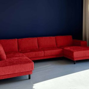 U bank XL links Boucle Flame Red rode hoekbank Friesland 1