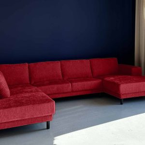 U bank XL links Boucle Maroon Red rode hoekbank sale Friesland