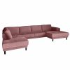 U bank XL links Boucle Rosy Pink goedkope hoekbank aanbieding Drachten