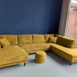 U bank XL rechts Rib Corduroy Aztec Gold gele hoekbank Drachten