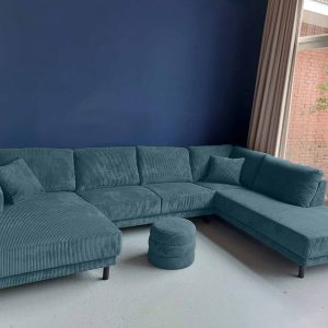 U bank rechts Ribbelstof Rib stof Slate Grey bank goedkoop Assen