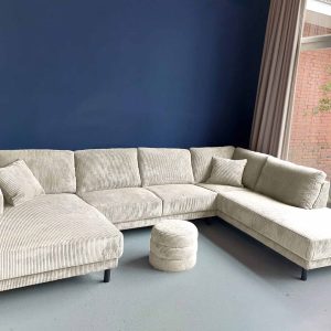 U bank rechts Corduroy Rib stof Bone goedkope witte hoek bank