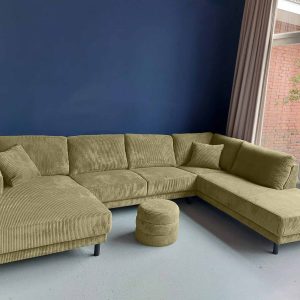 U bank rechts Corduroy Ribfluweel Grullo goedkope hoekbank Joure