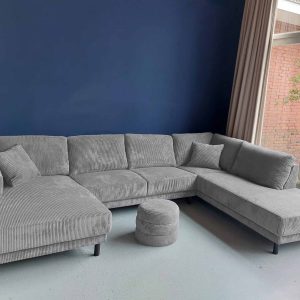 U bank rechts Ribstof Corduroy Quick Silver lichte hoekbank Groningen