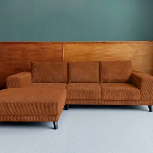 Bruine hoek bank sale Roden Corduroy Rib stof Brown Sugar links