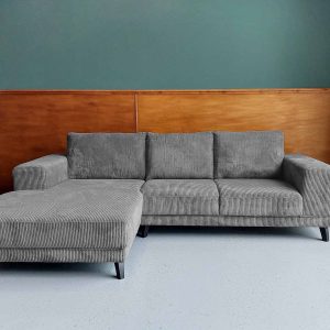 Compacte hoek bank Groningen Ribstof Corduroy Quick Silver links