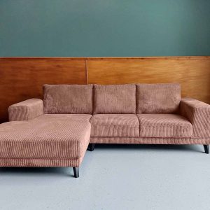 Goedkope hoek bank Drachten Corduroy Ribfluweel Rosy Brown links