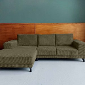 Goedkope hoek bank Sneek Corduroy Ribfluweel Bay Red links