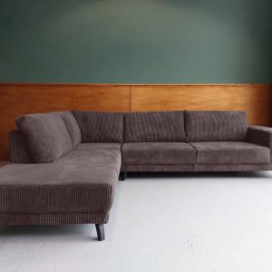 Grote hoekbank links Ribstof Corduroy Dim Grey goedkope grijze hoekbank