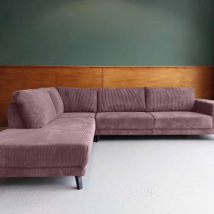 Grote hoekbank links Ribstof Corduroy Lavender hoekbank aanbieding