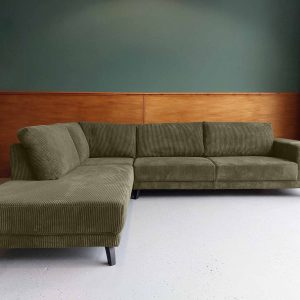 Hoekbank links Corduroy Ribfluweel Bay Red goedkope hoekbank Sneek