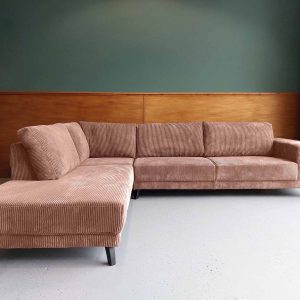 Hoekbank links Corduroy Ribfluweel Rosy Brown goedkope hoekbank Drachten