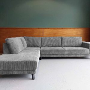Hoekbank links Ribstof Corduroy Quick Silver lichte hoekbank Groningen