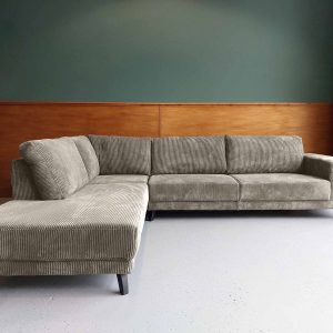 Hoekbank links Ribstof hoek bank Buitenpost aanbieding Silver Pink