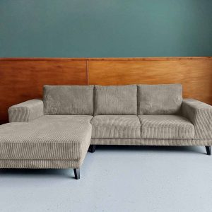 Kleine hoekbank links Ribstof sale Buitenpost Silver Pink