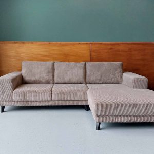 Moderne hoekbank aanbieding rechts Ribstof Cinereous