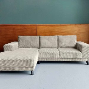 Pastel hoek bank Friesland Ribstof Corduroy Pastel Grey links