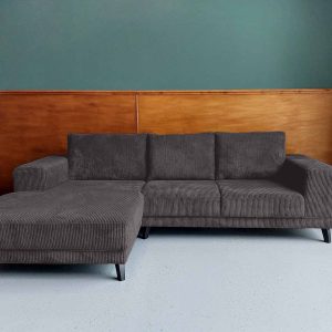 Ribstof hoekbank Drenthe Davys Grey links