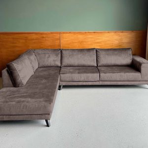Grote goedkope hoekbank Velours Velvet Dark Puce links