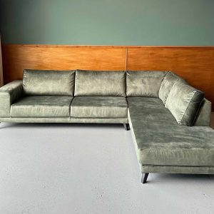 Grote goedkope hoekbank Velours Velvet Olive rechts