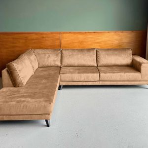 Grote hoekbank Leeuwarden Velours Velvet Camel links