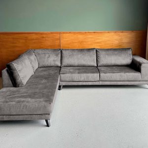 Grote hoekbank aanbieding Velours Velvet Spanish Grey links