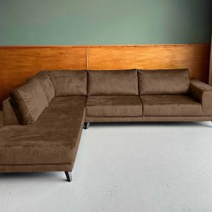 Grote hoekbank korting Velours Velvet Bistre links