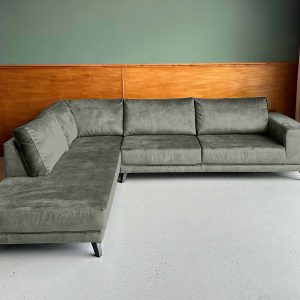 Grote hoekbank sale Velours Velvet Roman Grey links