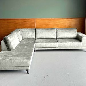 Grote witte hoekbank aanbieding Velours Velvet Platinum White links
