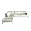 Grote witte hoekbank aanbieding Velvet Velours Platinum White links