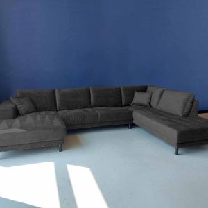 U bank Velvet Hoek bank aanbieding Pine Black rechts