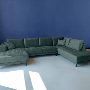 U bank Velvet Velours hoekbanken sale Stormcloud rechts