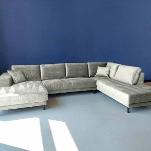 U bank Velvet Witte mega hoek bank Platinum White rechts
