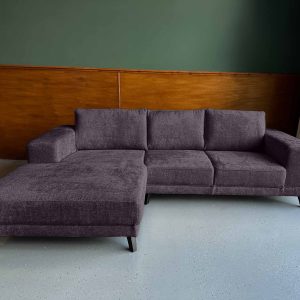 Boucle Teddy stof zwarte hoekbank Jet Black links aanbieding Groningen