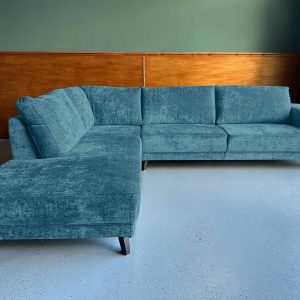Boucle Teddystof Deep Teal kleur links Ruime hoekbank Leeuwarden