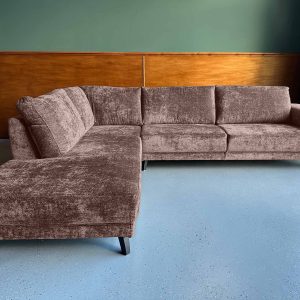 Chestnut Brown Teddystof Boucle links grote bruine hoekbank aanbieding Friesland