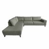 Grote olijfgroene hoekbank aanbieding grof geweven stof olijf groen Olive Camo links