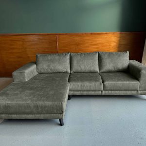 Hoekbank fluweel sale Velours Velvet Roman Grey links