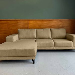 Kleine donkere hoekbank aanbieding grof geweven stof Shadow links