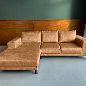Kleine hoekbank Leeuwarden Velvet Velours Fluweel Camel links