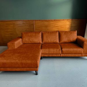 Kleine hoekbank bronskleur Velvet Velours Fluweel Philly Bronze links