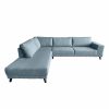 Ruime hoek bank Cadet links Lichte blauw grijze kleur fijn geweven stof