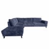 Teddy Boucle stof Navy Blue grote hoek bank blauw links aanbieding Drenthe