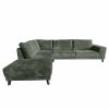 Teddy Boucle stof donkergroene hoekbank Dark Jungle Green links aanbieding Friesland
