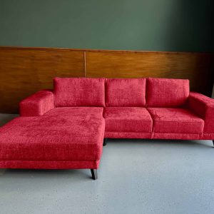 Teddy hoekbank klein links Maroon Red rode bank aanbieding