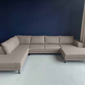 Grote donkere familie hoek bank zilver Drachten fijn geweven stof Sonic Silver links