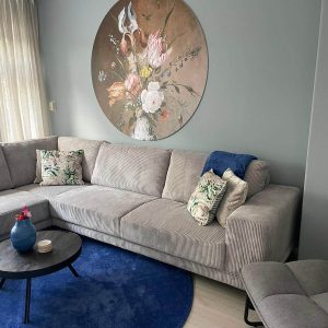 Grote hoekbank Zwolle aanbieding - Rib stof Corduroy Cinereous - klant foto