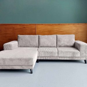 Hoek bank sale Friesland - Lichtgrijze hoekbank Ribstof - Lincoln Grey links