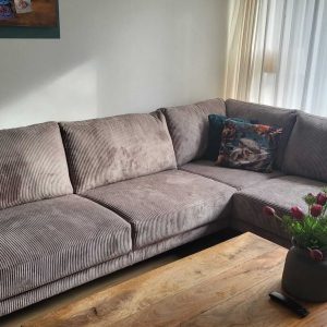 Ruimte hoekbank aanbieding Meppel - Rib stof Corduroy Cinereous - klant foto